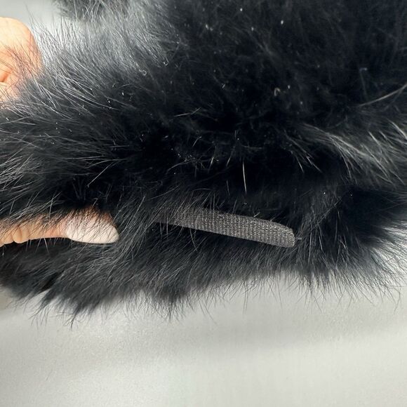 Black Real Fur Neck Scarf Collar Clip Black Retro - Picture 6 of 8